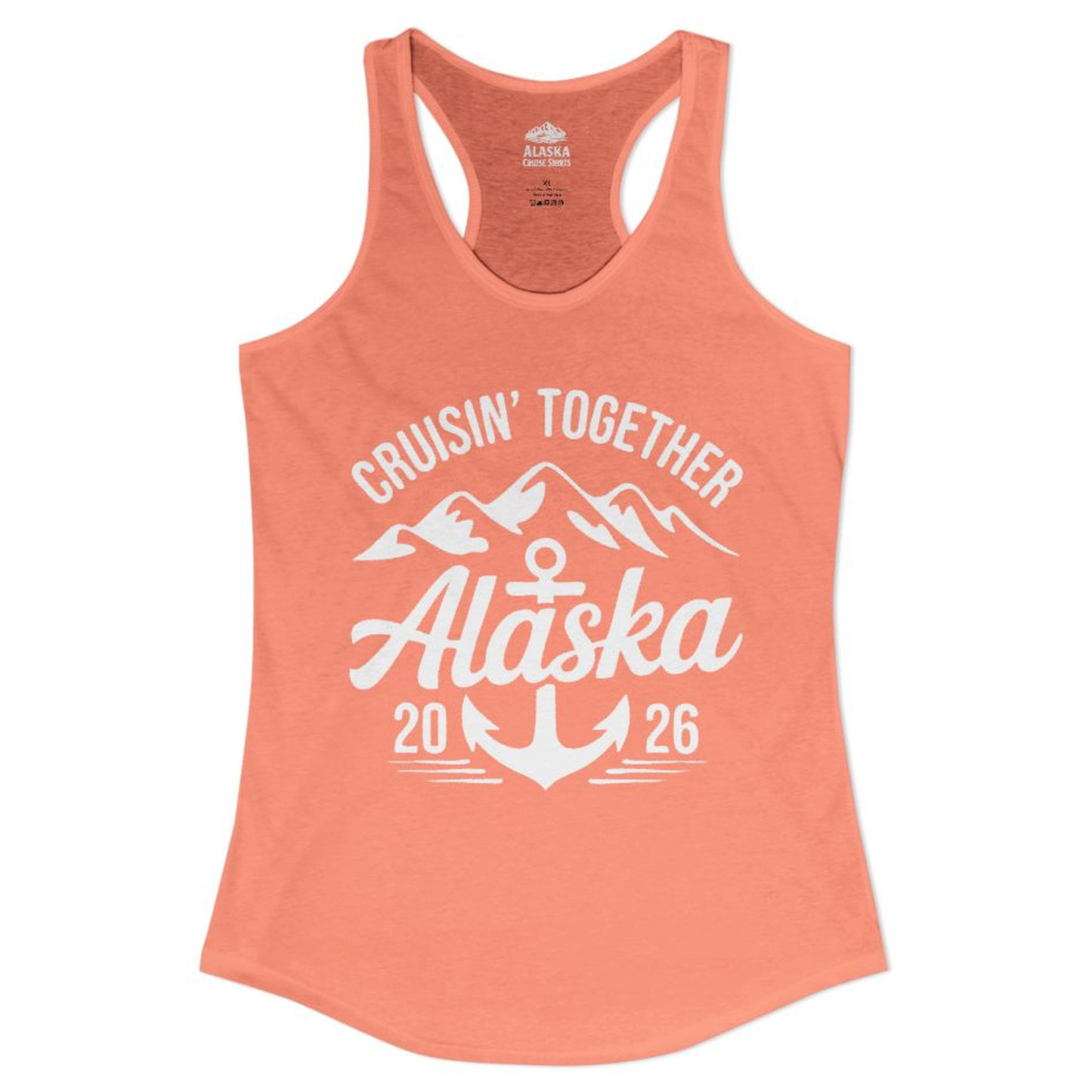 Alaska Cruise Shirt - Cruisin Together Mountains Anchor Retro 2026 – Solid Light Orange – Alaska Cruise Shirts