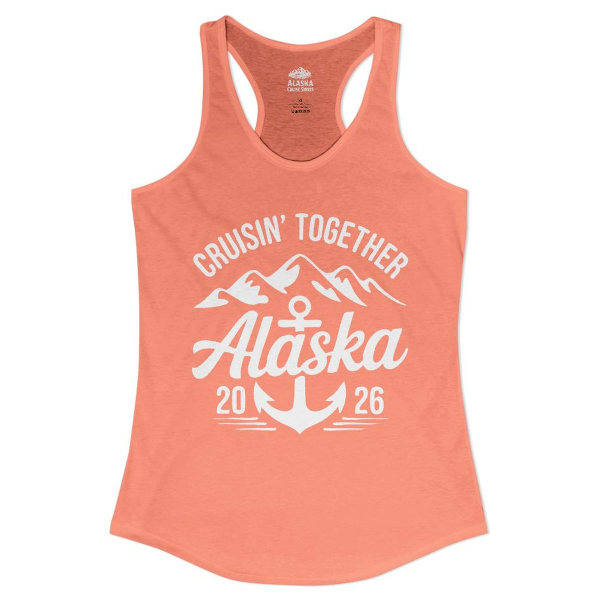 Alaska Cruise Shirt - Cruisin Together Mountains Anchor Retro 2026 – Solid Light Orange – Alaska Cruise Shirts