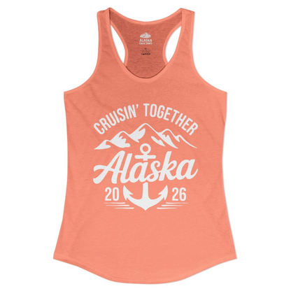 Alaska Cruise Shirt - Cruisin Together Mountains Anchor Retro 2026 – Solid Light Orange – Alaska Cruise Shirts