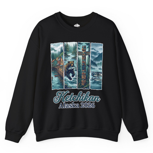 Ketchikan Alaska 2026 Scenic Nature and Totem Pole Art T-Shirt — Sweatshirt Sweatshirt – Alaska Cruise Shirts