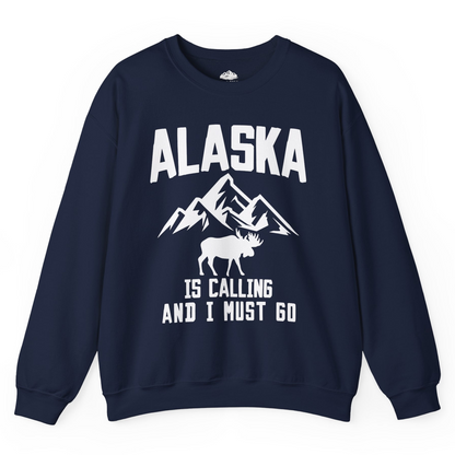 Alaska Is Calling Moose Mountains Adventure Silhouette Nature Shirt — Sweatshirt Sweatshirt – Alaska Cruise Shirts