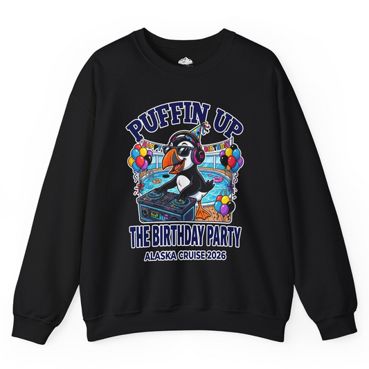 Funny Puffin DJ Birthday Party Alaska Cruise 2026 Shirt — Sweatshirt Sweatshirt – Alaska Cruise Shirts