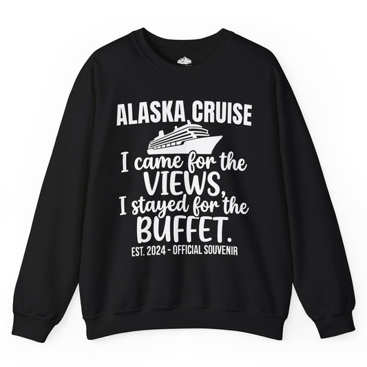 Alaska Cruise Views and Buffet Funny Official Souvenir Shirt — Sweatshirt Sweatshirt – Alaska Cruise Shirts