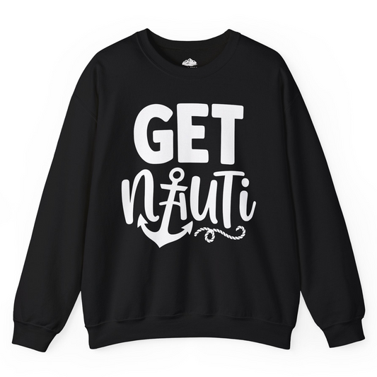 Get Nauti Nautical Pun Shirt with Anchor and Rope Graphic — Sweatshirt Sweatshirt – Alaska Cruise Shirts