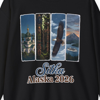 Sitka Alaska 2026 Cruise and Wildlife Souvenir Graphic Shirt — Sweatshirt Sweatshirt – Alaska Cruise Shirts Close Up