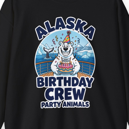 Alaska Birthday Crew Party Animals Polar Bear Cruise Shirt — Sweatshirt Sweatshirt – Alaska Cruise Shirts Close Up