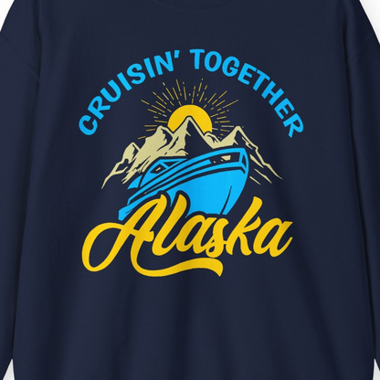 Alaska Cruise Adventure Mountains Sunrise Retro Shirt for Travelers — Sweatshirt Sweatshirt – Alaska Cruise Shirts Close Up