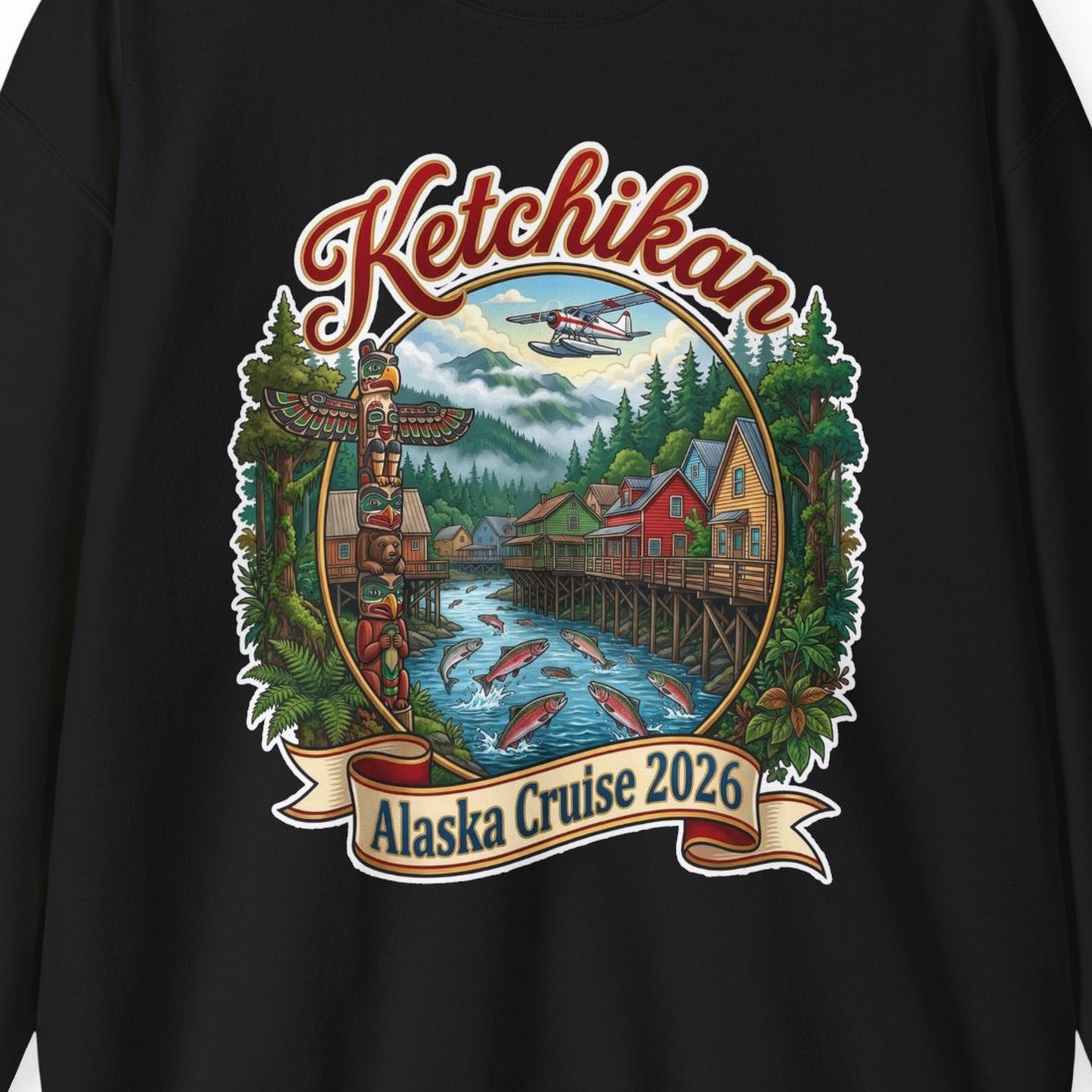 Ketchikan Alaska Cruise 2026 Vintage Souvenir Vacation Shirt — Sweatshirt Sweatshirt – Alaska Cruise Shirts Close Up