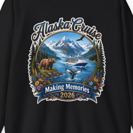 Alaska Cruise 2026 Making Memories Nature Travel Shirt — Sweatshirt Sweatshirt – Alaska Cruise Shirts Close Up