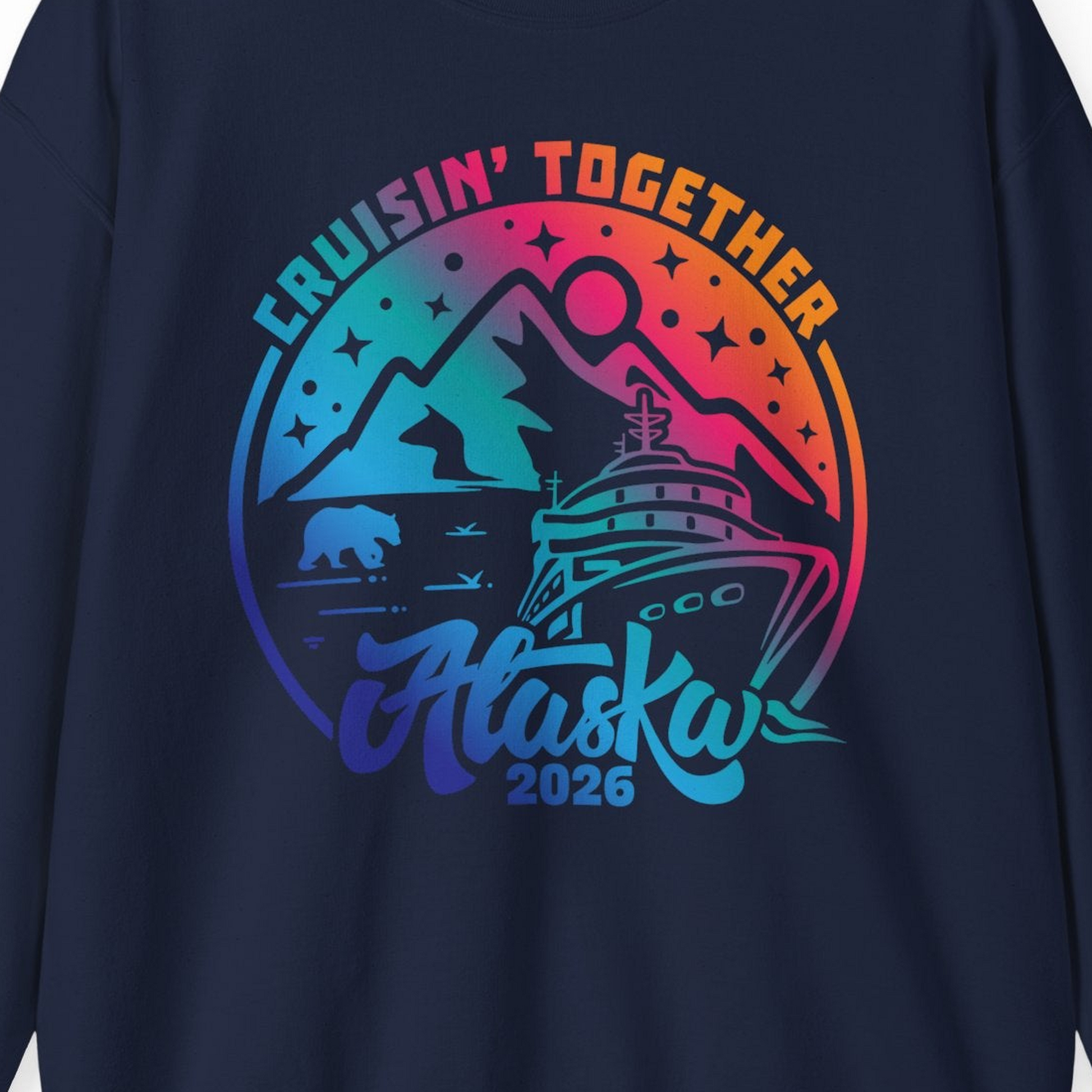 Alaska Cruise Adventure Mountains Wildlife Retro Family Group Shirt 2026 — Sweatshirt Sweatshirt – Alaska Cruise Shirts Close Up