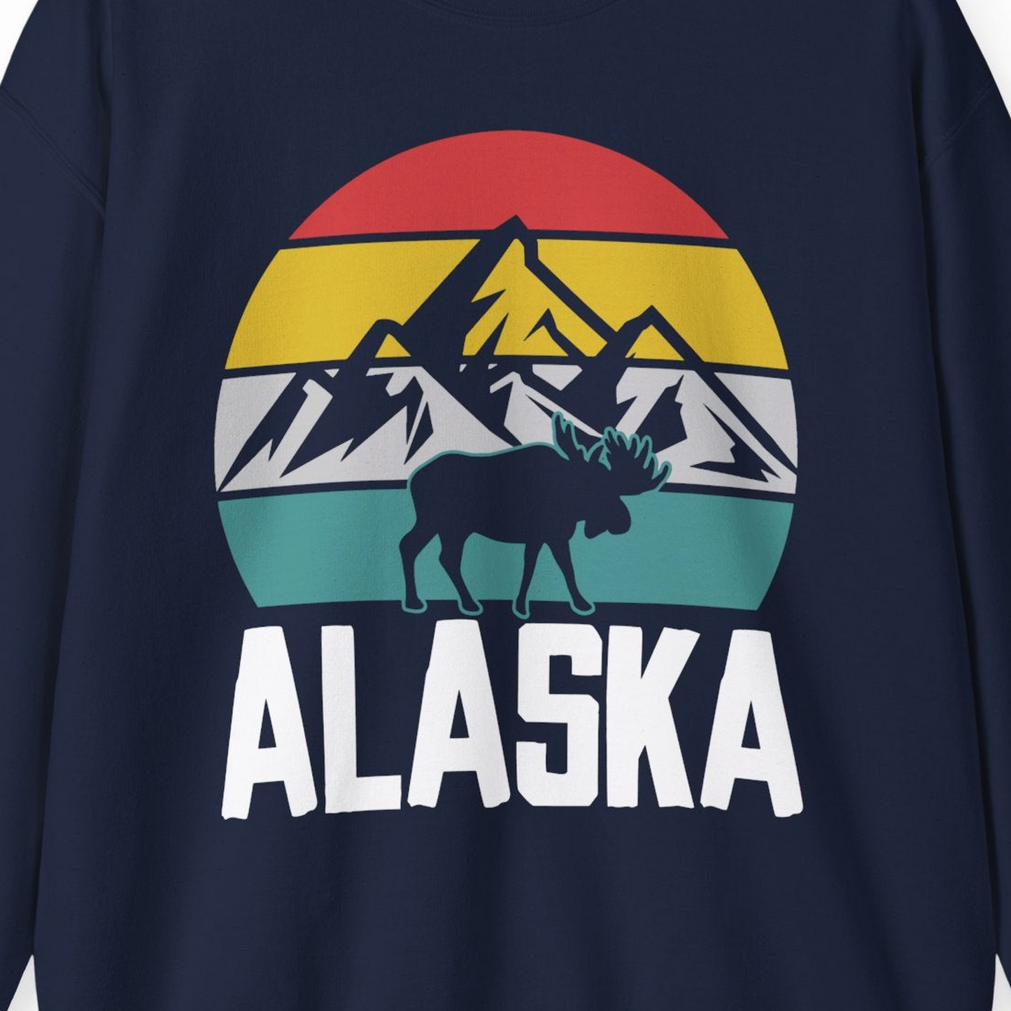 Retro Alaska Moose Silhouette Shirt Sweatshirt – Alaska Cruise Shirts Close Up