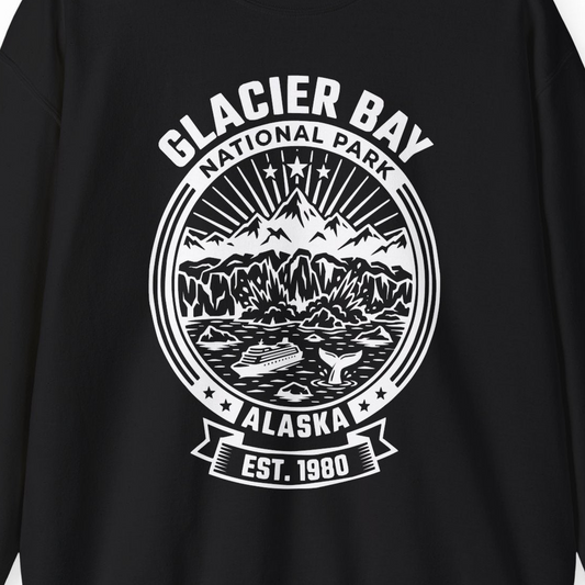 Glacier Bay Alaska National Park Adventure Shirt for Travelers — Sweatshirt Sweatshirt – Alaska Cruise Shirts Close Up