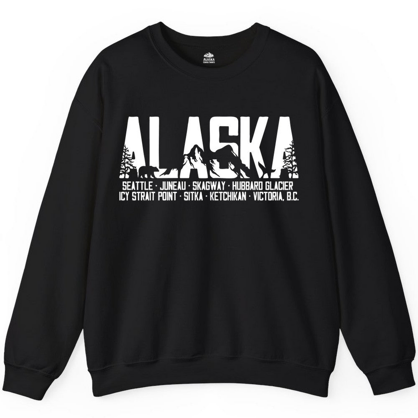 Alaska Cruise Silhouette Wildlife Destinations Shirt Seattle Juneau — Sweatshirt Sweatshirt – Alaska Cruise Shirts Close Up