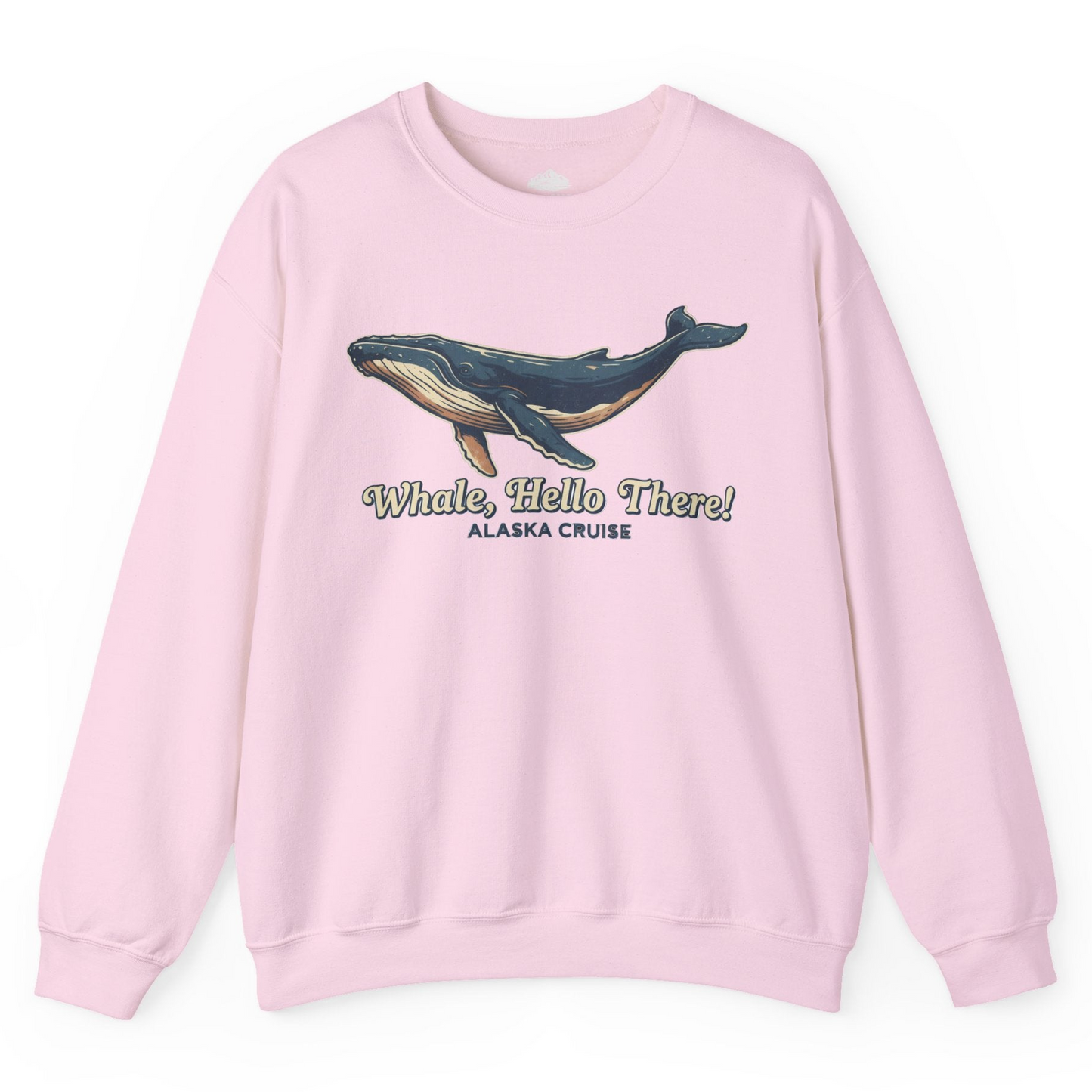 Whale Hello There Alaska Cruise sweatshirt Sweatshirt – Light Pink – Alaska Cruise Shirts