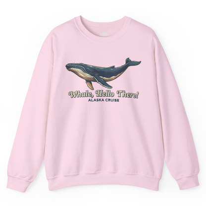 Whale Hello There Alaska Cruise sweatshirt Sweatshirt – Light Pink – Alaska Cruise Shirts