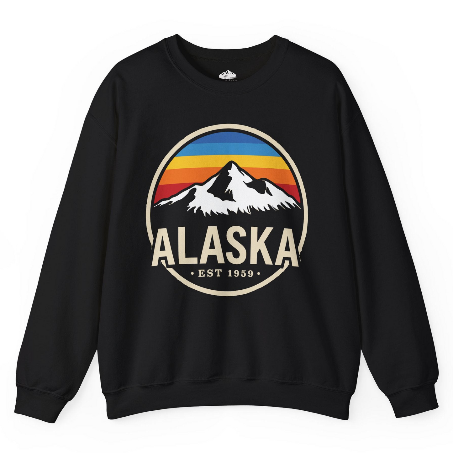 Alaska Vintage Mountain Sunset sweatshirt Sweatshirt – Black – Alaska Cruise Shirts