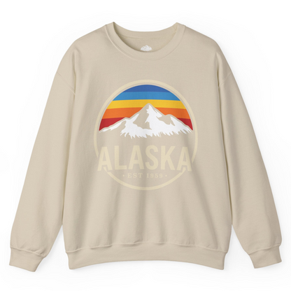 Alaska Vintage Mountain Sunset sweatshirt Sweatshirt – Sand – Alaska Cruise Shirts