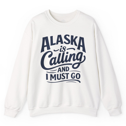 Alaska Is Calling Adventure Typography Shirt Sweatshirt – White – Alaska Cruise Shirts