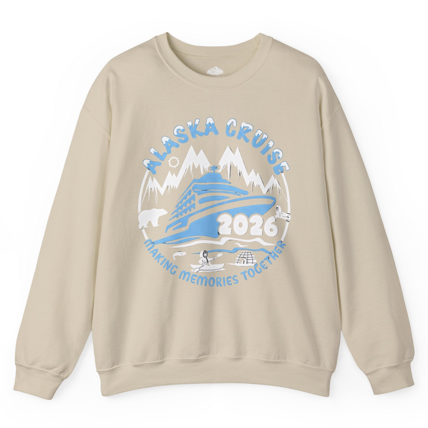 Alaska Cruise 2026 Family Adventure Shirt with Wildlife and Nature — Sweatshirt Sweatshirt – Sand – Alaska Cruise Shirts