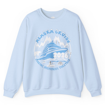 Alaska Cruise 2026 Family Adventure Shirt with Wildlife and Nature — Sweatshirt Sweatshirt – Light Blue – Alaska Cruise Shirts