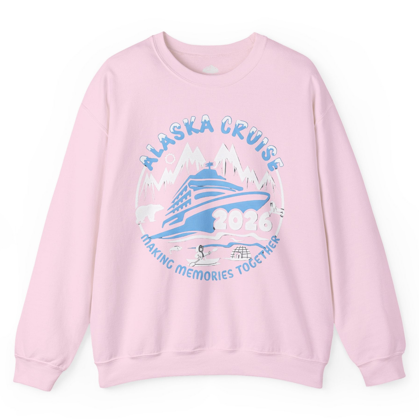 Alaska Cruise 2026 Family Adventure Shirt with Wildlife and Nature — Sweatshirt Sweatshirt – Light Pink – Alaska Cruise Shirts