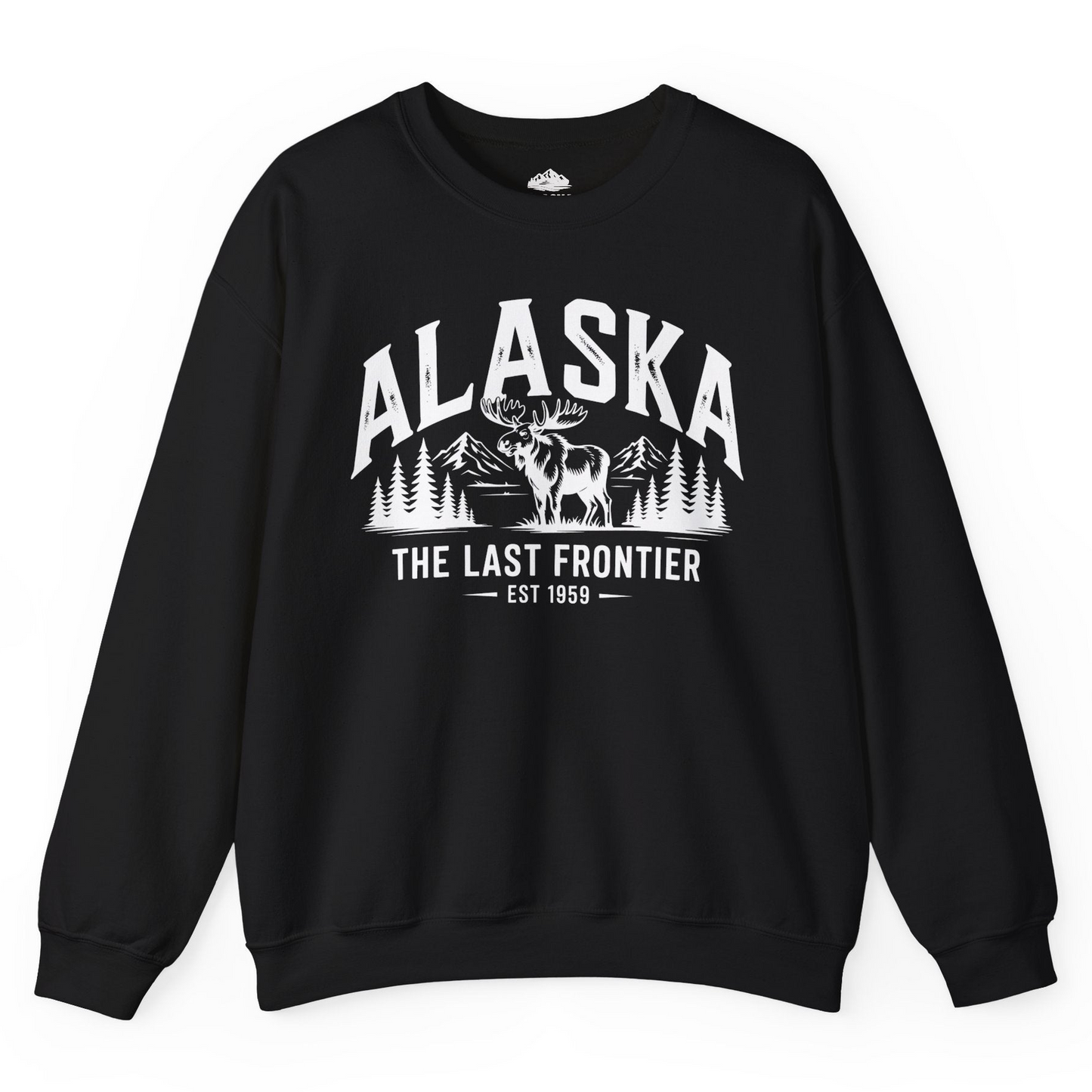Alaska The Last Frontier Moose Mountain Wilderness Graphic Shirt — Sweatshirt Sweatshirt – Black – Alaska Cruise Shirts