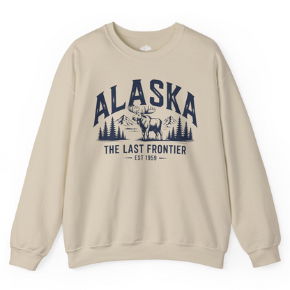 Alaska The Last Frontier Moose Mountain Wilderness Graphic Shirt — Sweatshirt Sweatshirt – Sand – Alaska Cruise Shirts