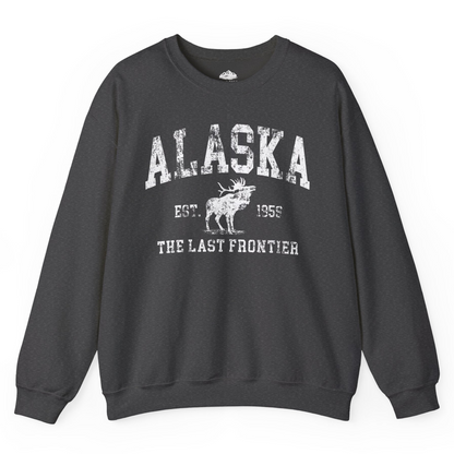 Vintage Alaska Moose Shirt Sweatshirt – Dark Heather – Alaska Cruise Shirts