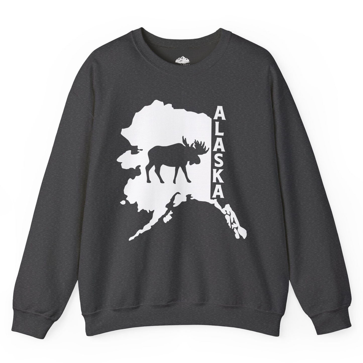 Alaska Moose Silhouette Shirt Sweatshirt – Dark Heather – Alaska Cruise Shirts