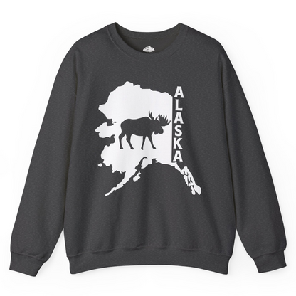 Alaska Moose Silhouette Shirt Sweatshirt – Dark Heather – Alaska Cruise Shirts