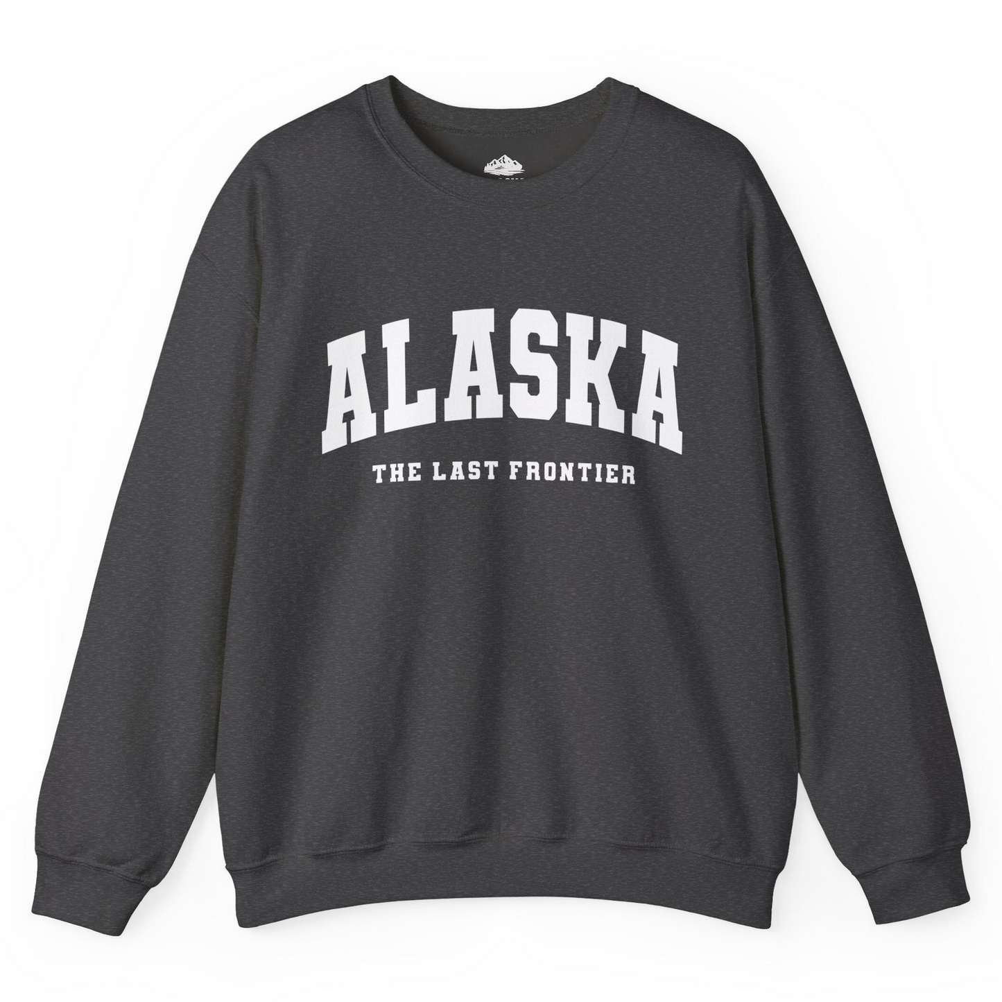 Alaska The Last Frontier Bold Collegiate Vintage State Pride Shirt — Sweatshirt Sweatshirt – Dark Heather – Alaska Cruise Shirts