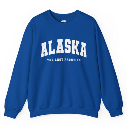 Alaska The Last Frontier Bold Collegiate Vintage State Pride Shirt — Sweatshirt Sweatshirt – Royal – Alaska Cruise Shirts