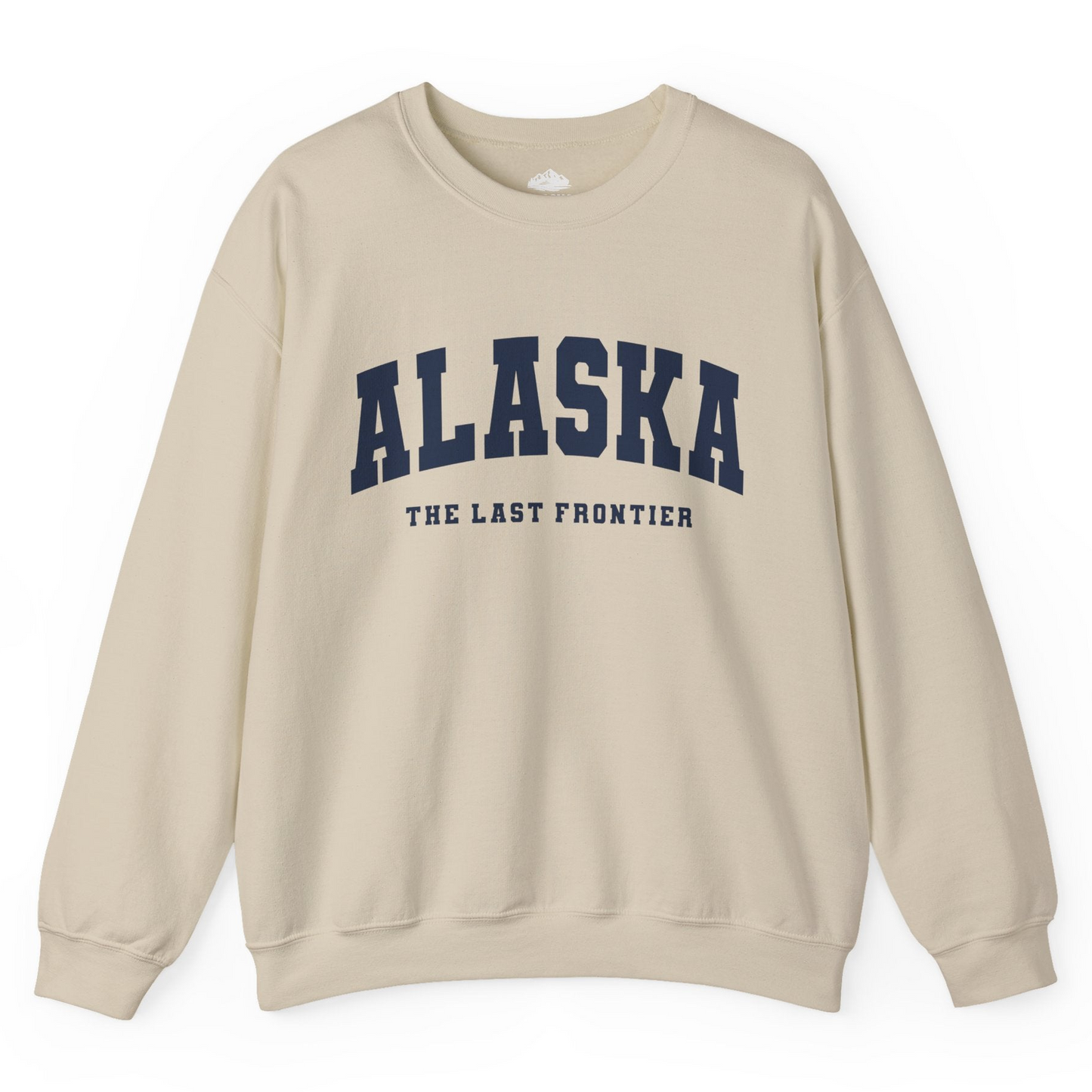 Alaska The Last Frontier Bold Collegiate Vintage State Pride Shirt — Sweatshirt Sweatshirt – Sand – Alaska Cruise Shirts