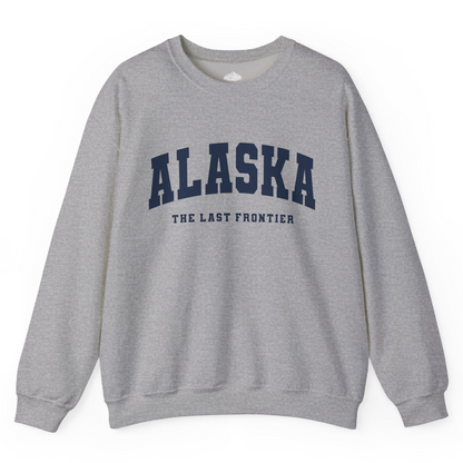 Alaska The Last Frontier Bold Collegiate Vintage State Pride Shirt — Sweatshirt Sweatshirt – Sport Grey – Alaska Cruise Shirts