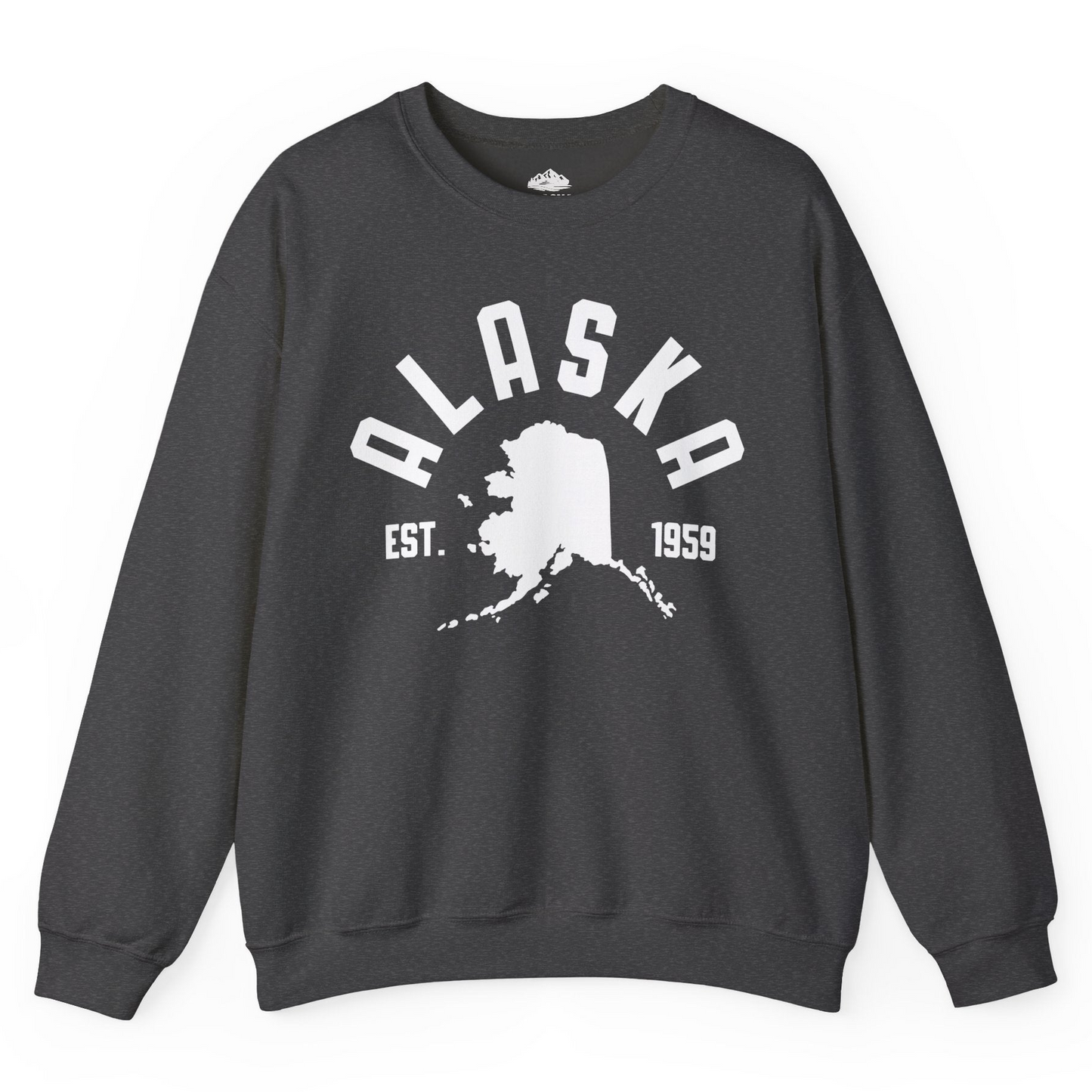 Vintage Alaska State Outline Est 1959 Retro Collegiate Shirt — Sweatshirt Sweatshirt – Dark Heather – Alaska Cruise Shirts