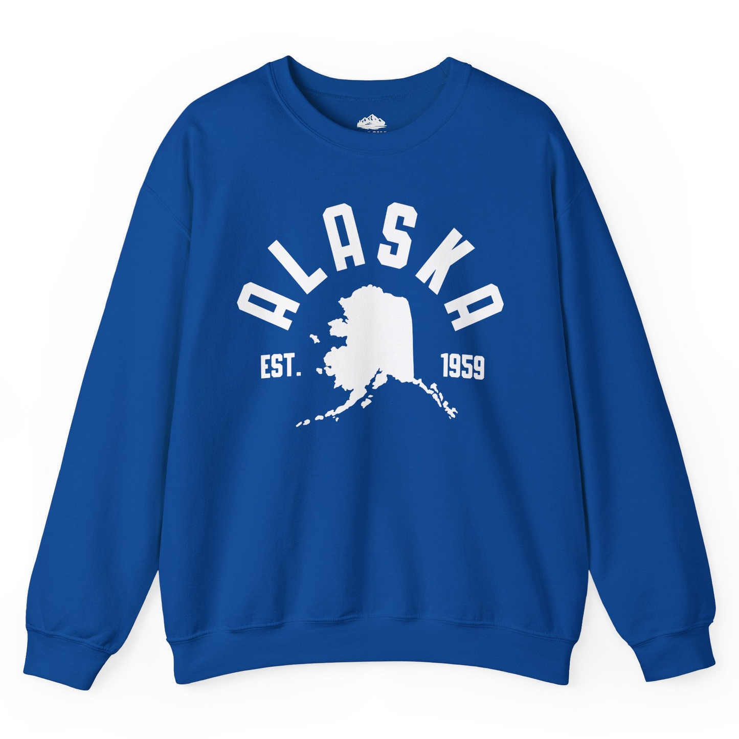 Vintage Alaska State Outline Est 1959 Retro Collegiate Shirt — Sweatshirt Sweatshirt – Royal – Alaska Cruise Shirts