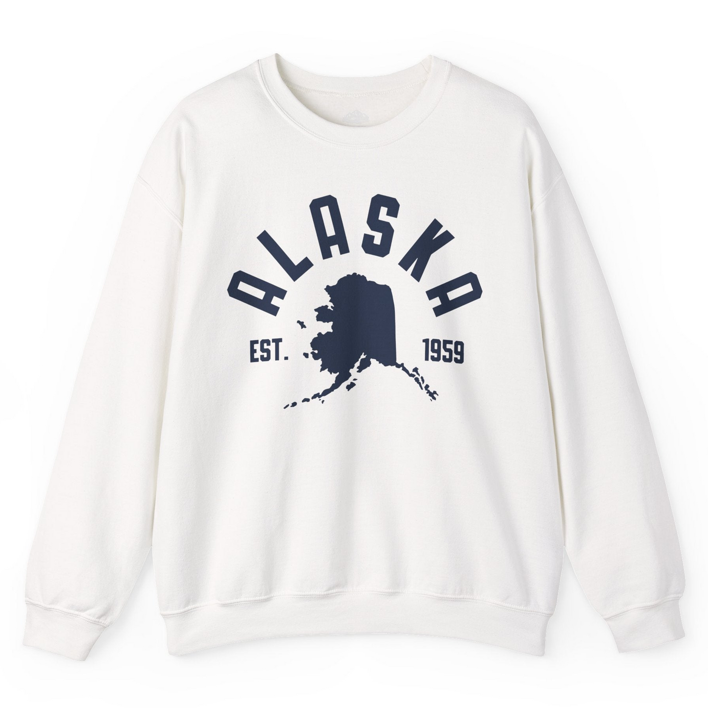 Vintage Alaska State Outline Est 1959 Retro Collegiate Shirt — Sweatshirt Sweatshirt – White – Alaska Cruise Shirts