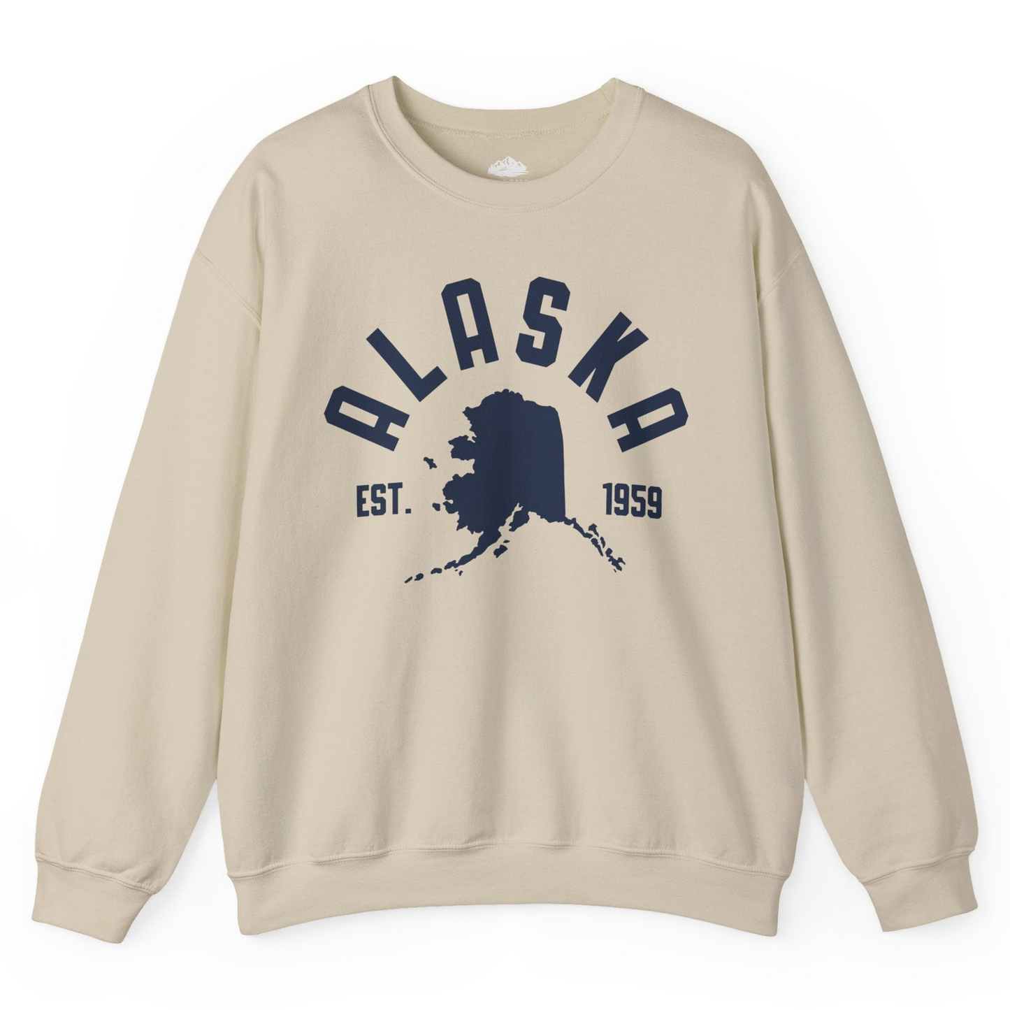 Vintage Alaska State Outline Est 1959 Retro Collegiate Shirt — Sweatshirt Sweatshirt – Sand – Alaska Cruise Shirts