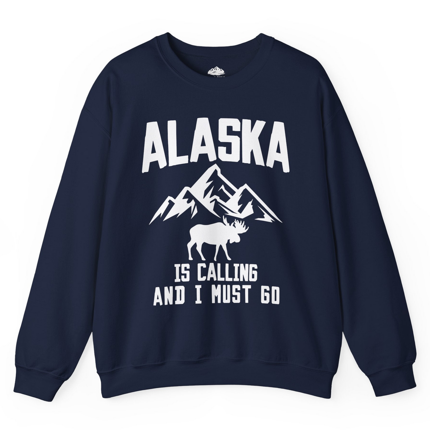 Alaska Is Calling Moose Mountains Adventure Silhouette Nature Shirt — Sweatshirt Sweatshirt – Navy – Alaska Cruise Shirts