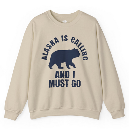 Alaska Is Calling Bear Silhouette Adventure Shirt Sweatshirt – Sand – Alaska Cruise Shirts