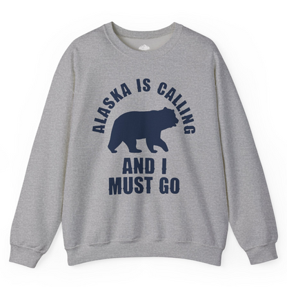 Alaska Is Calling Bear Silhouette Adventure Shirt Sweatshirt – Sport Grey – Alaska Cruise Shirts