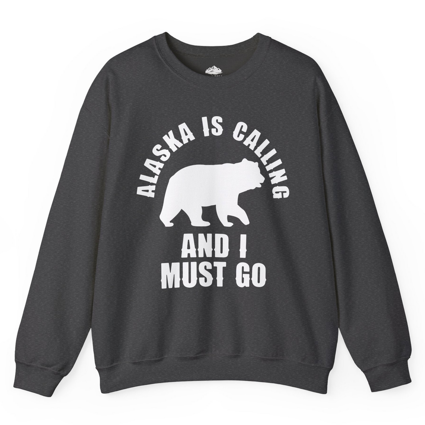 Alaska Is Calling Bear Silhouette Adventure Shirt Sweatshirt – Dark Heather – Alaska Cruise Shirts