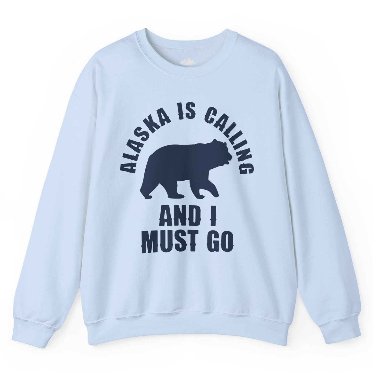 Alaska Is Calling Bear Silhouette Adventure Shirt Sweatshirt – Light Blue – Alaska Cruise Shirts