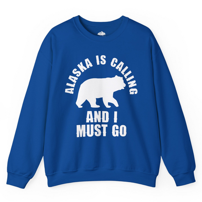 Alaska Is Calling Bear Silhouette Adventure Shirt Sweatshirt – Royal – Alaska Cruise Shirts