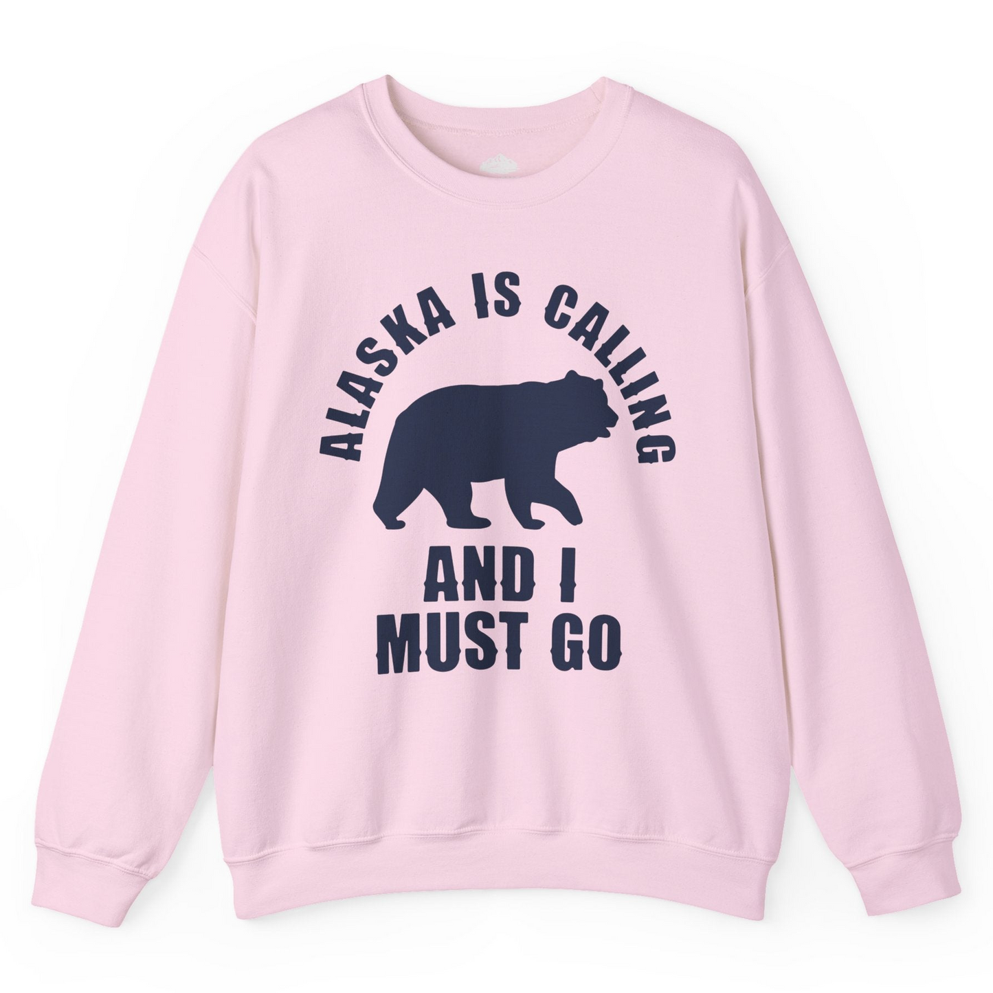 Alaska Is Calling Bear Silhouette Adventure Shirt Sweatshirt – Light Pink – Alaska Cruise Shirts