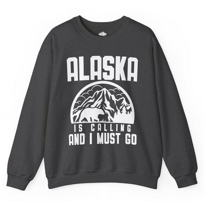 Alaska Is Calling Shirt Sweatshirt – Dark Heather – Alaska Cruise Shirts