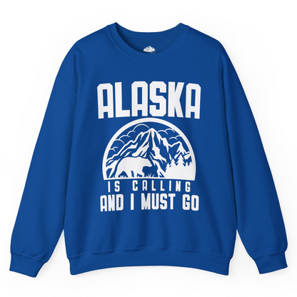 Alaska Is Calling Shirt Sweatshirt – Royal – Alaska Cruise Shirts