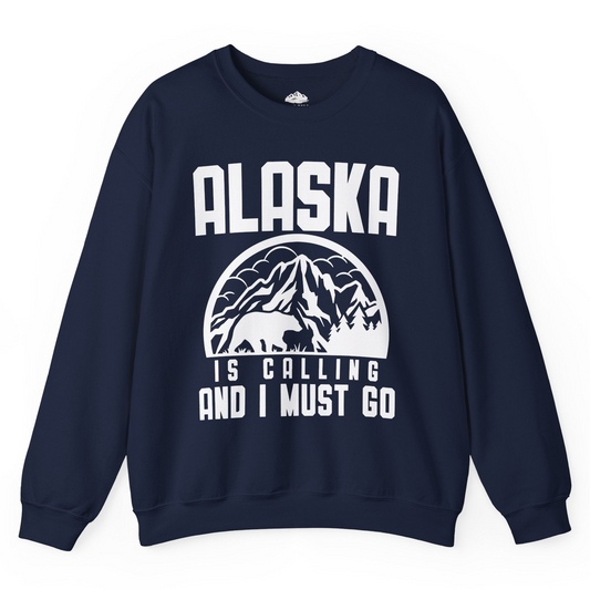 Alaska Is Calling Shirt Sweatshirt – Navy – Alaska Cruise Shirts