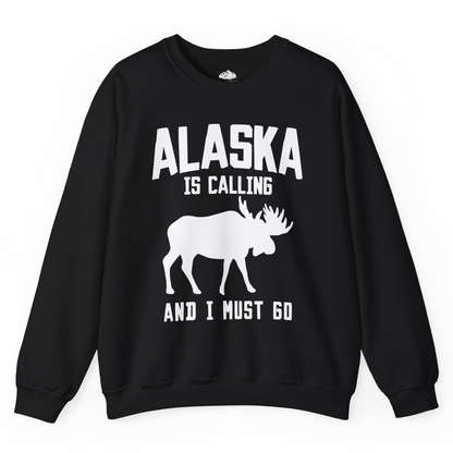 Alaska Is Calling Moose Silhouette Shirt Sweatshirt – Black – Alaska Cruise Shirts
