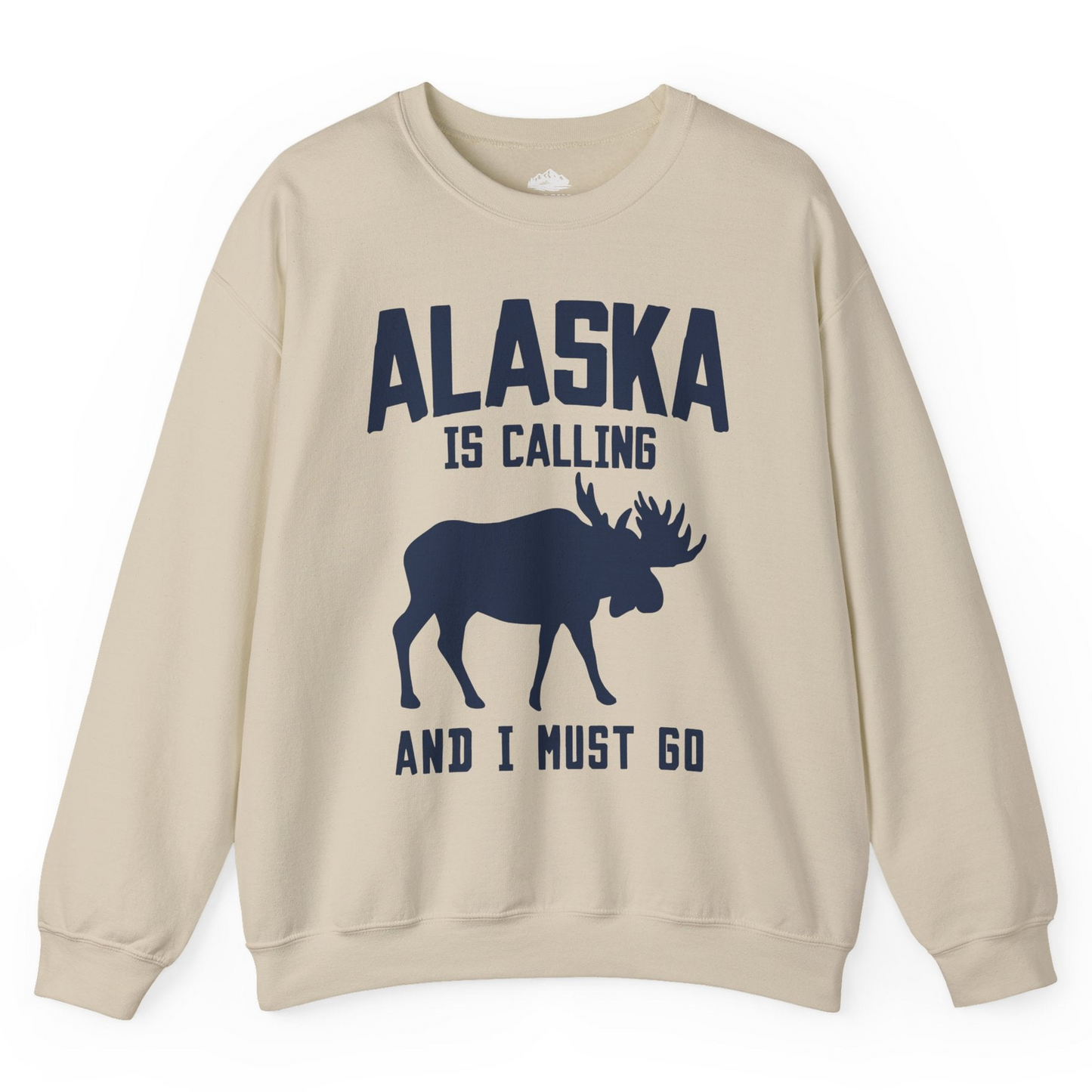 Alaska Is Calling Moose Silhouette Shirt Sweatshirt – Sand – Alaska Cruise Shirts